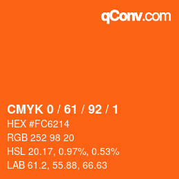 カラーコード: CMYK 0 / 61 / 92 / 1 | qconv.com