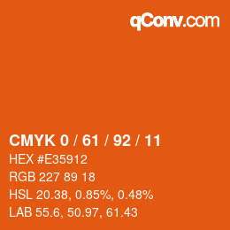 カラーコード: CMYK 0 / 61 / 92 / 11 | qconv.com