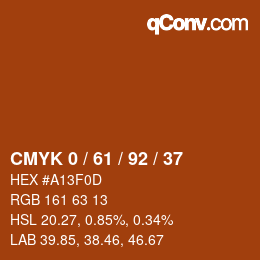 カラーコード: CMYK 0 / 61 / 92 / 37 | qconv.com