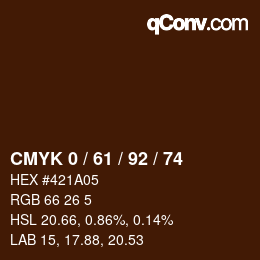 颜色代码: CMYK 0 / 61 / 92 / 74 | qconv.com