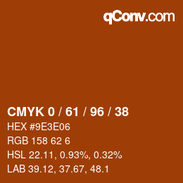 颜色代码: CMYK 0 / 61 / 96 / 38 | qconv.com