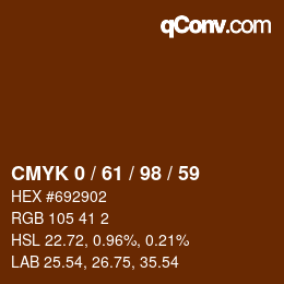 Farbcode: CMYK 0 / 61 / 98 / 59 | qconv.com
