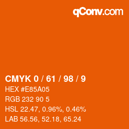カラーコード: CMYK 0 / 61 / 98 / 9 | qconv.com