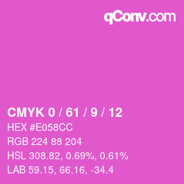 カラーコード: CMYK 0 / 61 / 9 / 12 | qconv.com