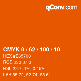 カラーコード: CMYK 0 / 62 / 100 / 10 | qconv.com