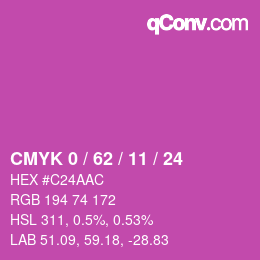 カラーコード: CMYK 0 / 62 / 11 / 24 | qconv.com