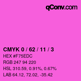 カラーコード: CMYK 0 / 62 / 11 / 3 | qconv.com
