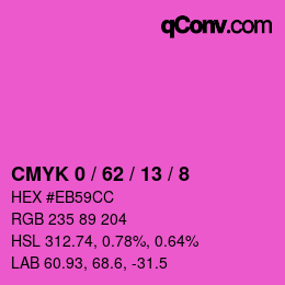 カラーコード: CMYK 0 / 62 / 13 / 8 | qconv.com