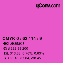颜色代码: CMYK 0 / 62 / 14 / 9 | qconv.com