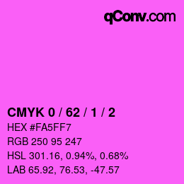 カラーコード: CMYK 0 / 62 / 1 / 2 | qconv.com
