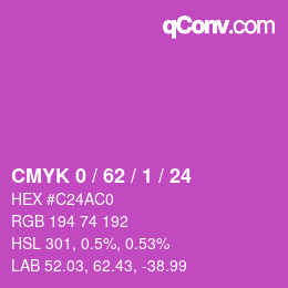 カラーコード: CMYK 0 / 62 / 1 / 24 | qconv.com