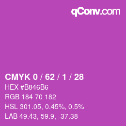 カラーコード: CMYK 0 / 62 / 1 / 28 | qconv.com