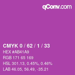 カラーコード: CMYK 0 / 62 / 1 / 33 | qconv.com