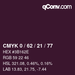 Farbcode: CMYK 0 / 62 / 21 / 77 | qconv.com