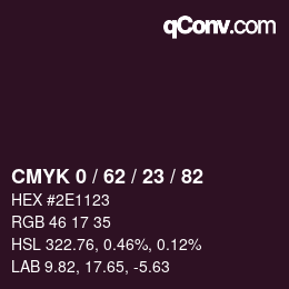 Color code: CMYK 0 / 62 / 23 / 82 | qconv.com