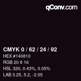 カラーコード: CMYK 0 / 62 / 24 / 92 | qconv.com