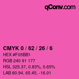 カラーコード: CMYK 0 / 62 / 26 / 6 | qconv.com