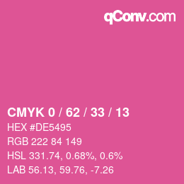 カラーコード: CMYK 0 / 62 / 33 / 13 | qconv.com