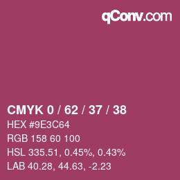 カラーコード: CMYK 0 / 62 / 37 / 38 | qconv.com