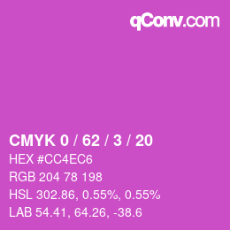 Color code: CMYK 0 / 62 / 3 / 20 | qconv.com