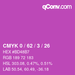 カラーコード: CMYK 0 / 62 / 3 / 26 | qconv.com