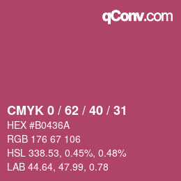 Farbcode: CMYK 0 / 62 / 40 / 31 | qconv.com