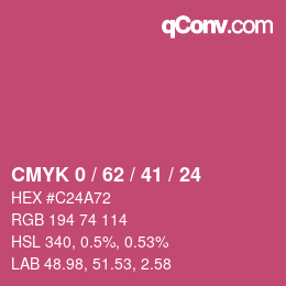 カラーコード: CMYK 0 / 62 / 41 / 24 | qconv.com