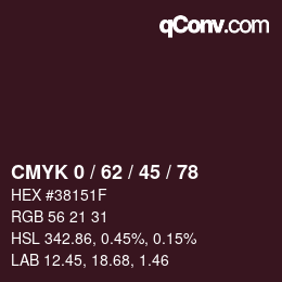 颜色代码: CMYK 0 / 62 / 45 / 78 | qconv.com