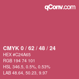 Farbcode: CMYK 0 / 62 / 48 / 24 | qconv.com