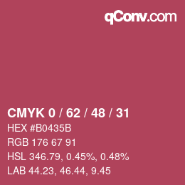 颜色代码: CMYK 0 / 62 / 48 / 31 | qconv.com