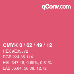 颜色代码: CMYK 0 / 62 / 49 / 12 | qconv.com
