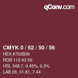 Color code: CMYK 0 / 62 / 50 / 56 | qconv.com