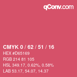 颜色代码: CMYK 0 / 62 / 51 / 16 | qconv.com