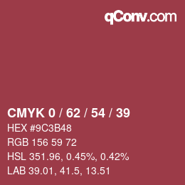Farbcode: CMYK 0 / 62 / 54 / 39 | qconv.com