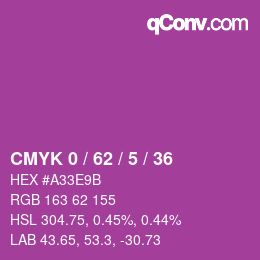 颜色代码: CMYK 0 / 62 / 5 / 36 | qconv.com