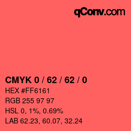 カラーコード: CMYK 0 / 62 / 62 / 0 | qconv.com