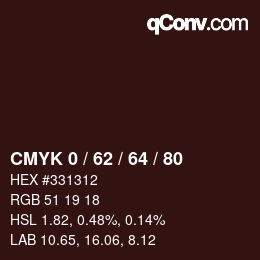 颜色代码: CMYK 0 / 62 / 64 / 80 | qconv.com