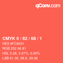 カラーコード: CMYK 0 / 62 / 68 / 1 | qconv.com