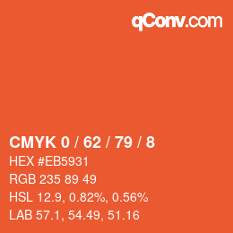 カラーコード: CMYK 0 / 62 / 79 / 8 | qconv.com