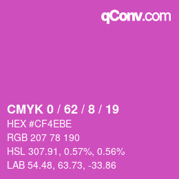 カラーコード: CMYK 0 / 62 / 8 / 19 | qconv.com