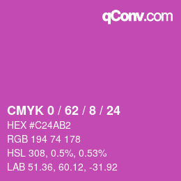カラーコード: CMYK 0 / 62 / 8 / 24 | qconv.com