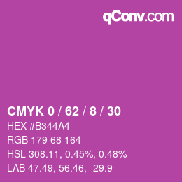 颜色代码: CMYK 0 / 62 / 8 / 30 | qconv.com