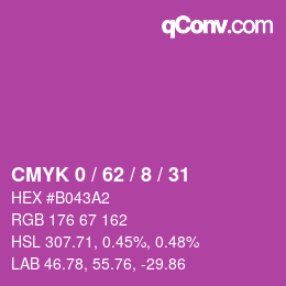 カラーコード: CMYK 0 / 62 / 8 / 31 | qconv.com