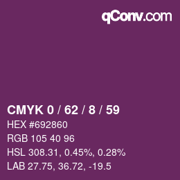 颜色代码: CMYK 0 / 62 / 8 / 59 | qconv.com