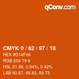 颜色代码: CMYK 0 / 62 / 97 / 18 | qconv.com