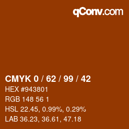 Farbcode: CMYK 0 / 62 / 99 / 42 | qconv.com