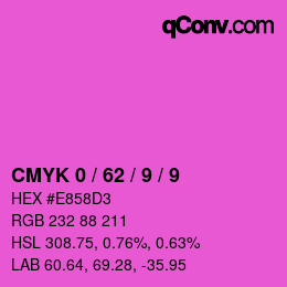 カラーコード: CMYK 0 / 62 / 9 / 9 | qconv.com