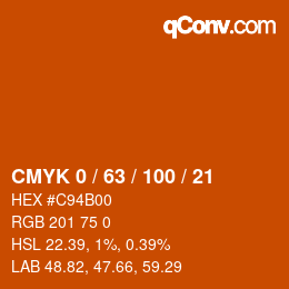 Color code: CMYK 0 / 63 / 100 / 21 | qconv.com