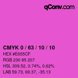 カラーコード: CMYK 0 / 63 / 10 / 10 | qconv.com