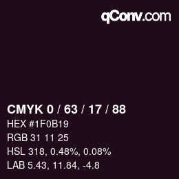 颜色代码: CMYK 0 / 63 / 17 / 88 | qconv.com